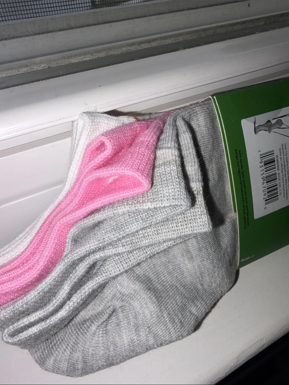 kate spade White Low-Cut Socks with Pink & Orange Snail Accents